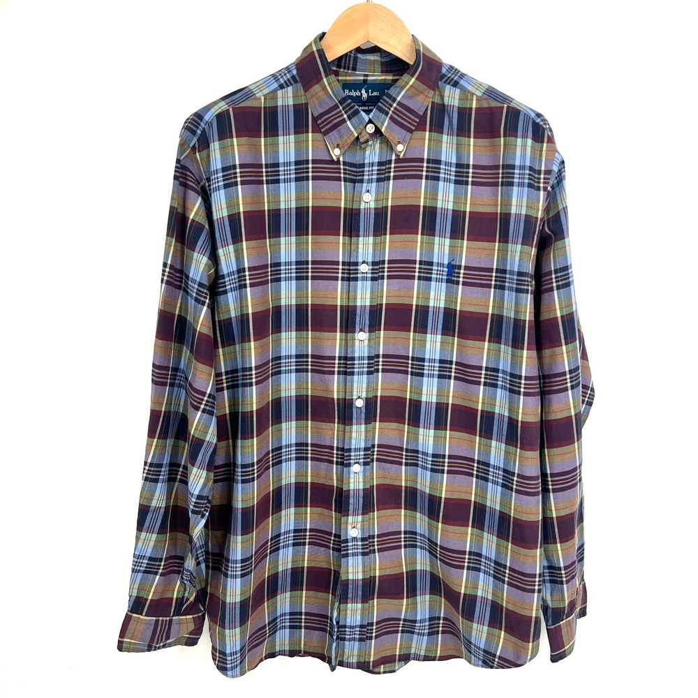 Polo Ralph‎ Lauren Classic Fit Button Down Dress Shirt Mens Size 17.5 XL Plaid
